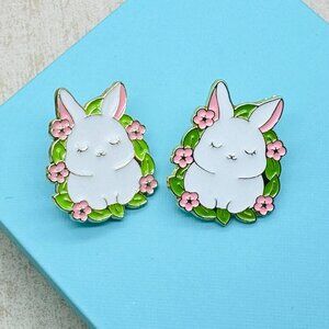 Pack of 2 Easter Bunny Enamel Lapel Pin Cute Bunny Lapel Pin Easter Pin